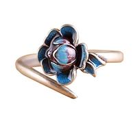Orecchini per donne ad anello regolabile Donne, S925 Sterling Metal Retro Burne Burt Blue Blue Movice Open Anely Angeli At dito Gioielli ad anello di punta per donne Regalo femminile