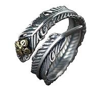 Orecchini per donne ad anello regolabile Donne, S925 Sterling Metal retrò foglie di piuma in difficoltà metalliche nazione regolabile con le dita dell'anello coda a traino aperto