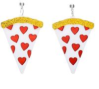 orecchini per donne ragazze, moda donne cuore rosso pizza fetta paillettes goccia orecchini gioielli - bianco Design attraente