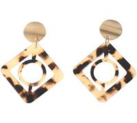 orecchini per donne ragazze, orecchini di moda orecchini a bottone da donna unici scava fuori orecchini quadrati a goccia con dichiarazione geometrica orecchini a bottone - marrone Fashion in practica