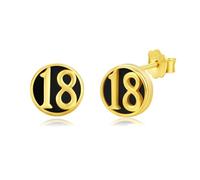 Orecchini per il 18° compleanno, onice nero, orecchini in argento 925, numero 18° compleanno, anniversario, orecchini a cerchio piccoli orecchini gioielli 18° compleanno regali per ragazze donne...,