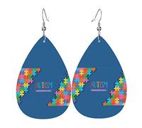 Orecchini per la Giornata della Consapevolezza dell'Autismo per Donne Ragazze Orecchini Pendenti in Pelle con Gioielli Leggeri a Goccia