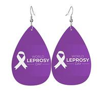 Orecchini per la giornata mondiale della lebbra per donne, ragazze, in pelle, gioielli leggeri, orecchini pendenti a goccia
