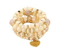 Orecchini per le donne alla moda impilabili braccialetti di perline signore uomo multistrato set di gioielli multicolore orecchini a cerchio con perline per le donne, Misura unica, Cristallo, Nessuna