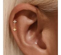Orecchini per piercing alla cartilagine in argento sterling 925 con retro piatto per donne, orecchini alla cartilagine placcati oro 18K, adatti per elice, tragus, conca, cartilagine dell'orecchio, per
