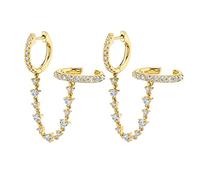 Orecchini per ragazze adolescenti, 925 orecchini in metallo sterling per donne con la catena di orecchie di zirconia cubica bianca.