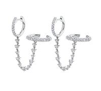 Orecchini per ragazze adolescenti, 925 orecchini in metallo sterling per donne con la catena di orecchie di zirconia cubica bianca.