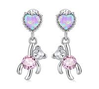 Orecchini per stalloni Love Bear for Women Cute Penda Pendant Drop Orecchini per Girl Shining Heart Jewelry