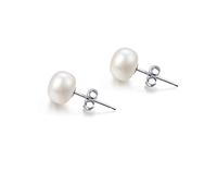 Orecchini Perle Donna Naturali D'acqua Dolce Coltivate Orecchino Argento 925 Perla Bianche Vere 5MM 6MM 7MM 8MM 10MM | Orecchini con perle coltivate d'acqua dolce, per donne e ragazze, ipoallergenici