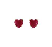 Orecchini Perno Gemondo Cuore Ruby in Oro Giallo 9 Carati 4mm
