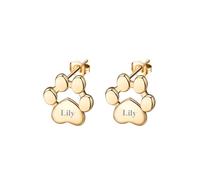Orecchini personalizzati in argento 925 con incisione personalizzata del nome del cane Orecchini a zampa Regalo di compleanno per donne/signorine/coppia/amante degli animali/famiglia