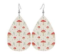 Orecchini piatti a forma di funghi da donna, orecchini a goccia colorati in pelle per le donne alla moda, orecchini a goccia gioielli
