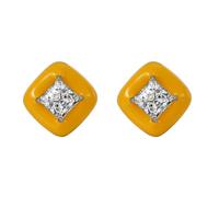 Orecchini piccoli orecchini a perno con zirconi verdi vintage smalto per donna Capodanno gioielli, Vintage EmailleZirkoniaQuadratische Form, Rame, Zirconia cubica
