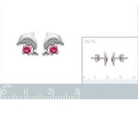 Orecchini Pidocchio "Delfino" Cristallo Rosa In Argento 925/1000 Rodiato