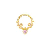 Orecchini Piercing Naso1 Pezzi 16G Acciaio Inossidabile Piercing Naso Orecchini Helix Trago Orecchio Cartilagine Cerchio e serpente con cuore in zirconi cubici, Oro Rosa, Stile 23, 1.2x10mm