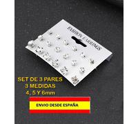 Orecchini Piercing Pioches 3 Paia Zirconio Orecchio Unisex Elegante Pop