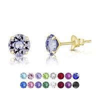 Orecchini Pietre Colorate - Punti Luce Orecchini Argento 925 Placcati Oro con Cristalli Austriaco Lavanda 6 mm - Orecchini Brillantini - Orecchini Colorati - Orecchini Punto Luce Oro Giallo