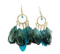 Orecchini piumati fatti a mano in stile bohémien, materiali facili da usare, leggeri ganci per le orecchie a goccia, regalo per gioielli, gocce per orecchie piumate per le donne, Circular, come