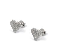 Orecchini Pixel Cuore in Argento Sterling 925 e Zirconi Bianchi