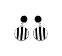 Orecchini placcati Argento Ragazza Zircone Nero Bianco Orecchini Pendenti Linea orecchino Donna Orecchini Moda Orecchini a Bottone per Signora Regalo di Compleanno Elegante e Popolare Nice Processing