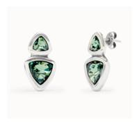 Orecchini placcati argento Sterling e due cristalli verdi