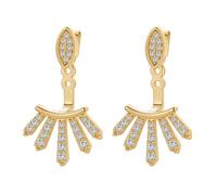 Orecchini placcati in oro con zirconi a ventaglio, artigianato in rame con zirconi, orecchini a goccia lunghi, regalo per lei