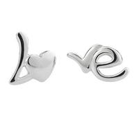 Orecchini, Placcato in Argento a Forma di Cuore da Donna Lettera d'Amore Asimmetria Orecchini a Bottone Regalo per Gioielli Portatile e utile Handy And Professional