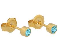 Orecchini(primo), acciaio chirurgico, sterile, orecchini con pietra (azzurro placcato oro)