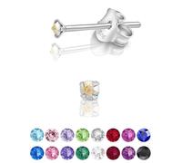 Orecchini Punto Luce Argento 925 con Brillantini di Cristallo Aurora Boreale 2 mm - Orecchini Brillantino Uomo Donna - Punti Luce Orecchini Brillanti - Orecchini Piccoli Argento 925