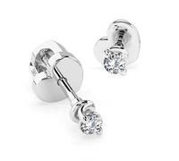 Orecchini Punto Luce Oro Bianco 585 con Diamante 0.08 ct - Orecchini Solitario da Donna in Oro Vero