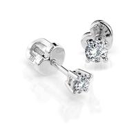 Orecchini Punto Luce Oro Bianco 585 con Diamante 0.12 ct - Orecchini Solitario da Donna in Oro Vero