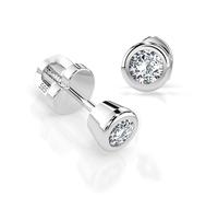 Orecchini Punto Luce Oro Bianco 585 con Diamante Solitario 0.10 ct - Orecchini Classici da Donna
