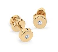 Orecchini Punto Luce Oro Giallo 585 con Diamante Solitario 0.04 ct - Orecchini Classici da Donna