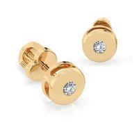 Orecchini Punto Luce Oro Giallo 585 - Design a Disco con Diamante 0.08 ct