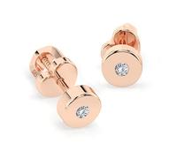 Orecchini Punto Luce Oro Rosa 585 con Diamante Solitario 0.04 ct - Orecchini Classici da Donna