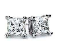 Orecchini Punto Luce Quadrati Uomo Donna in Argento 925% e Zircone Bianco a taglio brillante da 2 a 8 mm. Orecchini punti luce quadrati. Made in Italy (6 mm)