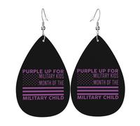 Orecchini Purple Up Military Kids Military Child Month Ciondolo Orecchio Leggeri Orecchiniin Pelle Decorazioni Pendenti Per Ragazze Feste Regali