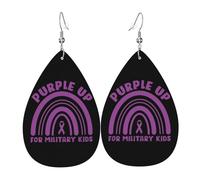 Orecchini Purple Up Military Kids Military Child Month Pendenti Moda Orecchiniin Pelle Leggeri Ciondolo Orecchio Per Donne Regali Feste