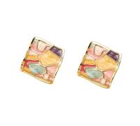 Orecchini quadrati con pittura a olio per le donne, accessori di gioielli alla moda ed eleganti, regalo di gioielli alla moda