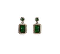orecchini quadrati vintage francesi con un senso di grandezza per le donne; verde alla moda