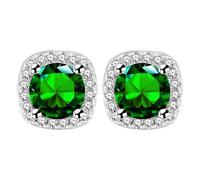 Orecchini Ragazza 12 Anni 10MM Square Round Teardrop Heart Stud Earrings For Women (Green, One Size)