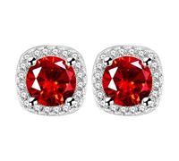 Orecchini Ragazza 12 Anni 10MM Square Round Teardrop Heart Stud Earrings For Women (Red, One Size)