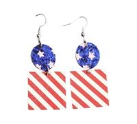 Orecchini retrò con tecniche di stampa a strati e bandiere patriottiche paillettes per donne che amano la cultura americana, orecchini unici, One Size, come descritto, come descritto