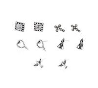 Orecchini retrò da Donna, 5 Paia di Cuori Incrociati con Strass Quadrati Orecchini a Bottone con Orecchini Vintage Gioielli - Argento Antico Elegante e Popolare Lovely And Practical