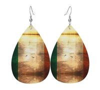 Orecchini retrò in pelle a forma di goccia con bandiera irlandese, decorazione per abbigliamento, adatti per feste, vacanze e vita quotidiana