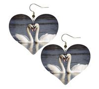 Orecchini romantici in pelle a forma di cigno bianco, da donna, a forma di cuore, leggeri, orecchini pendenti