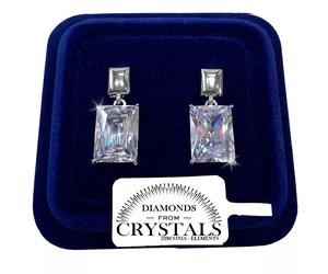 Orecchini Rombo Grande Donna pl. oro Bianco 18K con cristalli Zirconi05/8