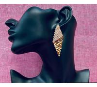 Orecchini Rombo Grande pl. Oro Giallo 18K con Cristalli Zirconi SW003