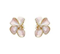 Orecchini rosa con gradiente in oro, dolcemente, stile ragazza, orecchini con glassa smaltata, da donna