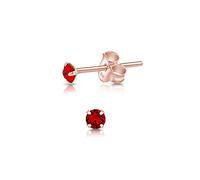 Orecchini Rossi - Orecchini Punto Luce Argento 925 Placcati Oro Rosa - Orecchini Lobo Donna - Orecchini Oro Rosa -Orecchini Donna Oro Rosa - Punto Luce Orecchini Colorati - Orecchini Bambina